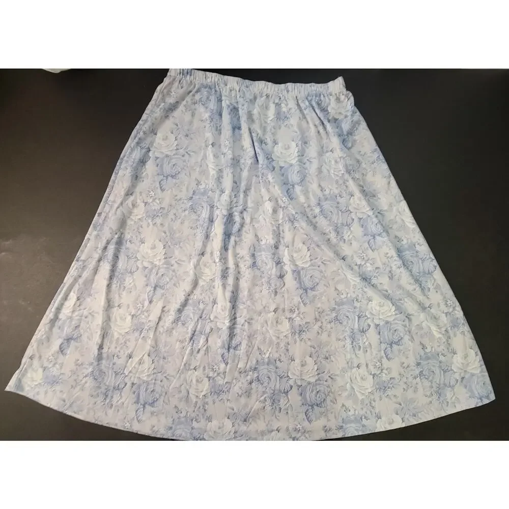 Blair Women's Blue White Floral 2 Piece Skirt Suit Set Size 16